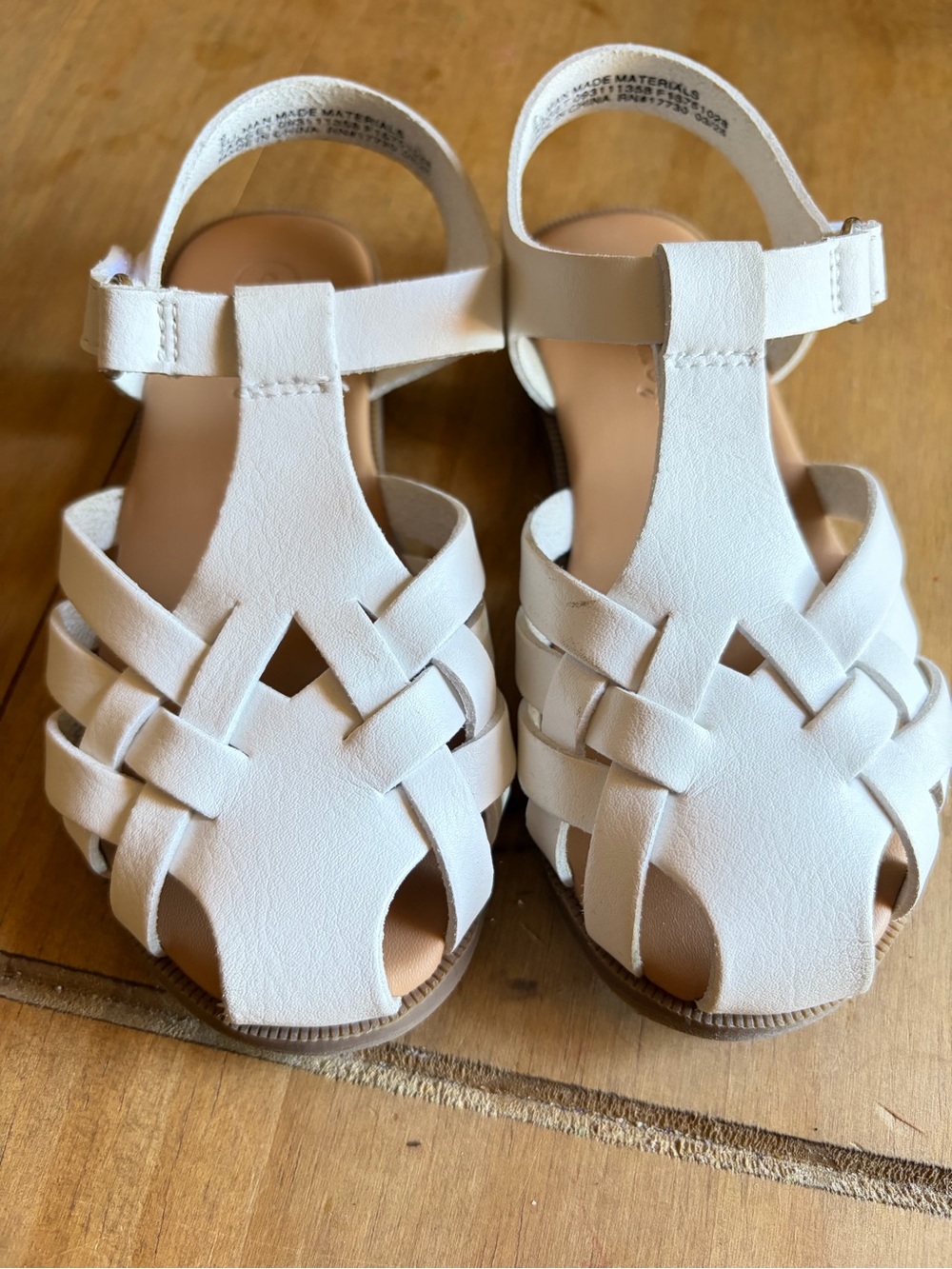 Cat & Jack White Braided T-Strap Kids Sandals